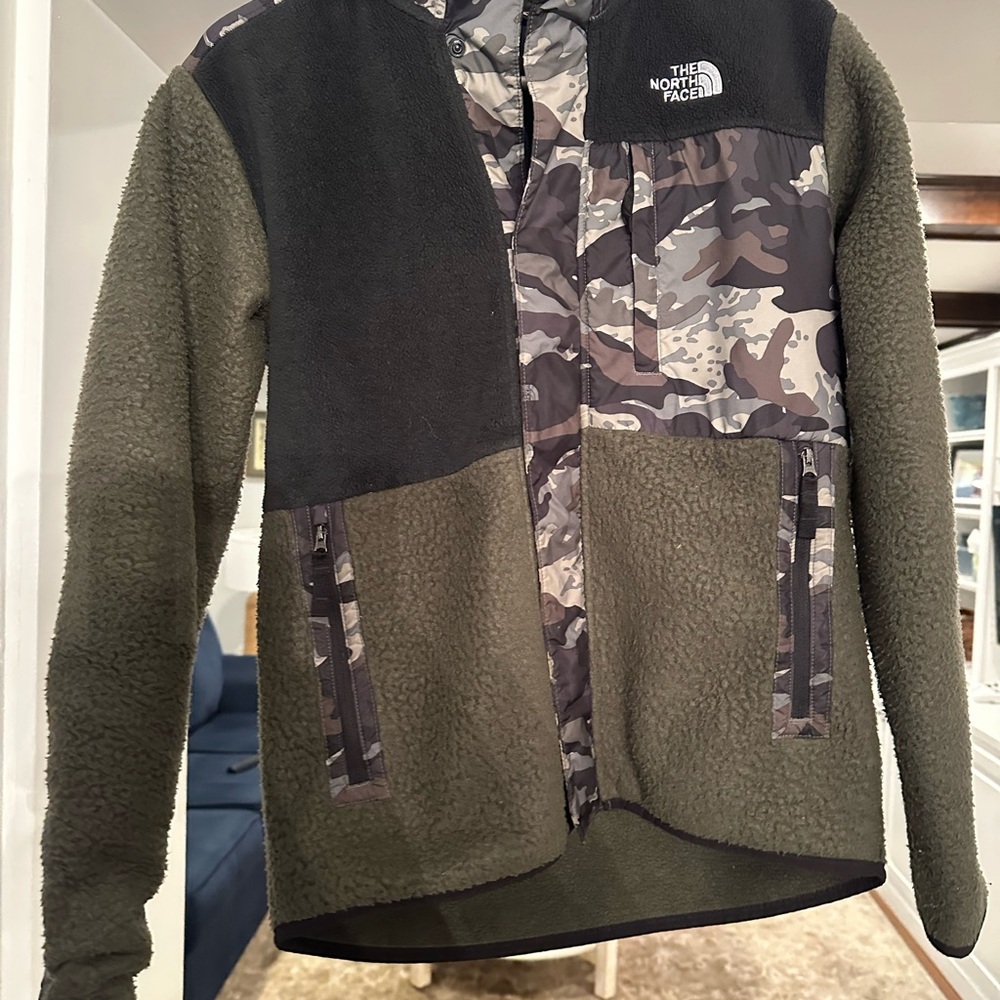 The North Face Black and Gray Camo Jacket